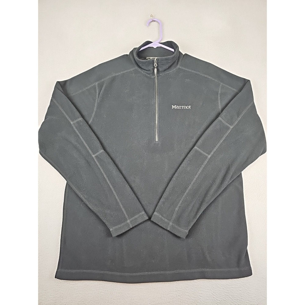 Marmot 1/2 Zip Fleece Pullover Men's Size Large Black Lightweight Style 093650